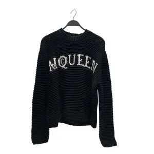 Alexander McQueen/Sweater/L/Wool/BLK/logo textured