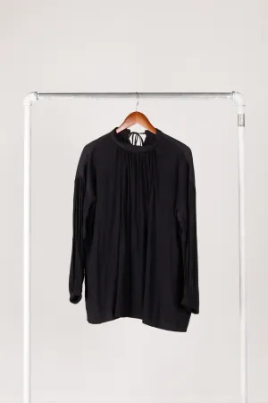 Beams Lights 'Pleated Ruffle' Blouse Black