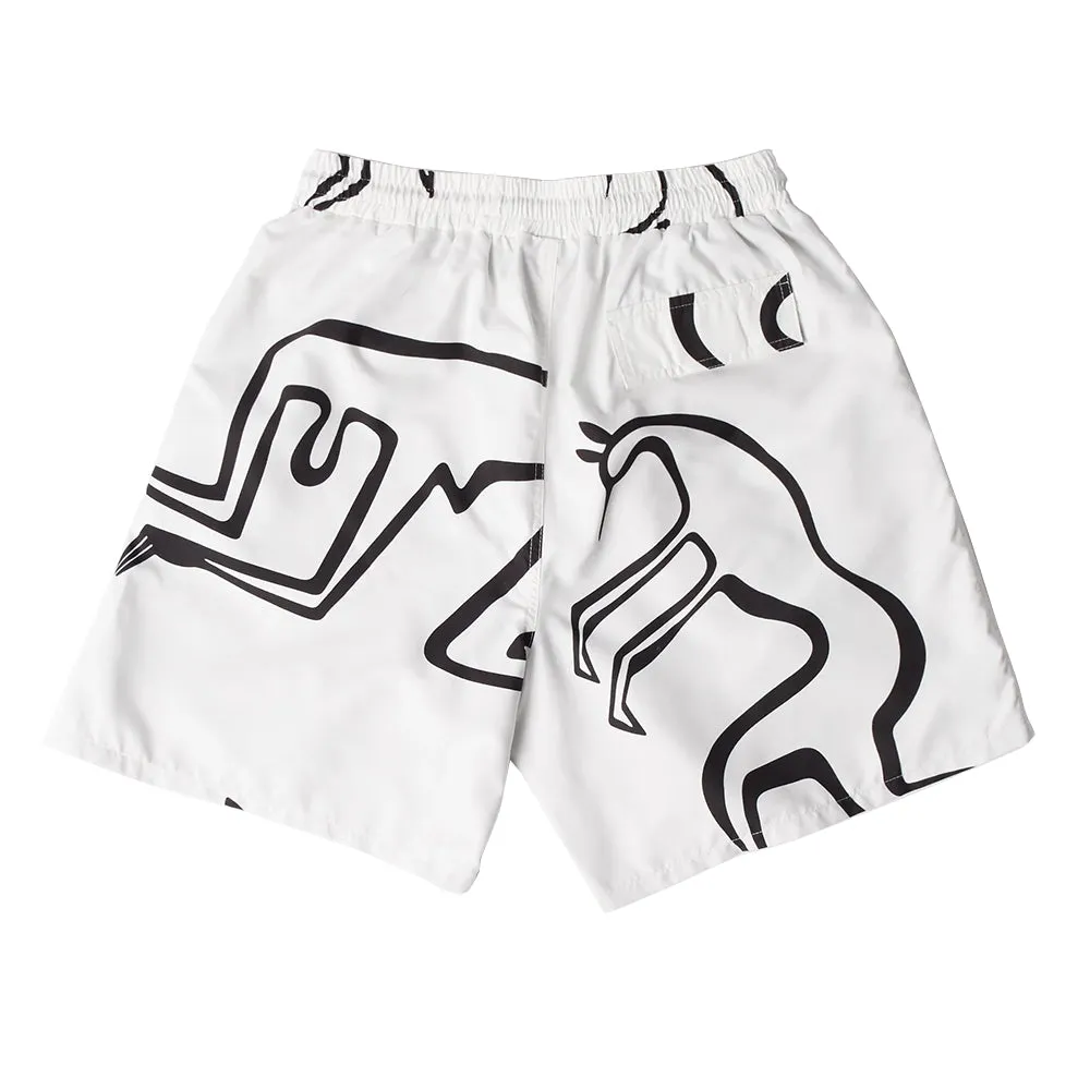 BY PARRA YOGA WALKS SWIM SHORTS // WHITE