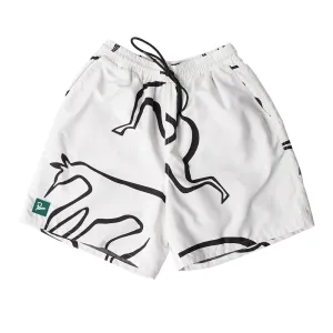 BY PARRA YOGA WALKS SWIM SHORTS // WHITE