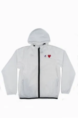 CDG PLAY X K-WAY HOODIE FULL ZIP WHITE
