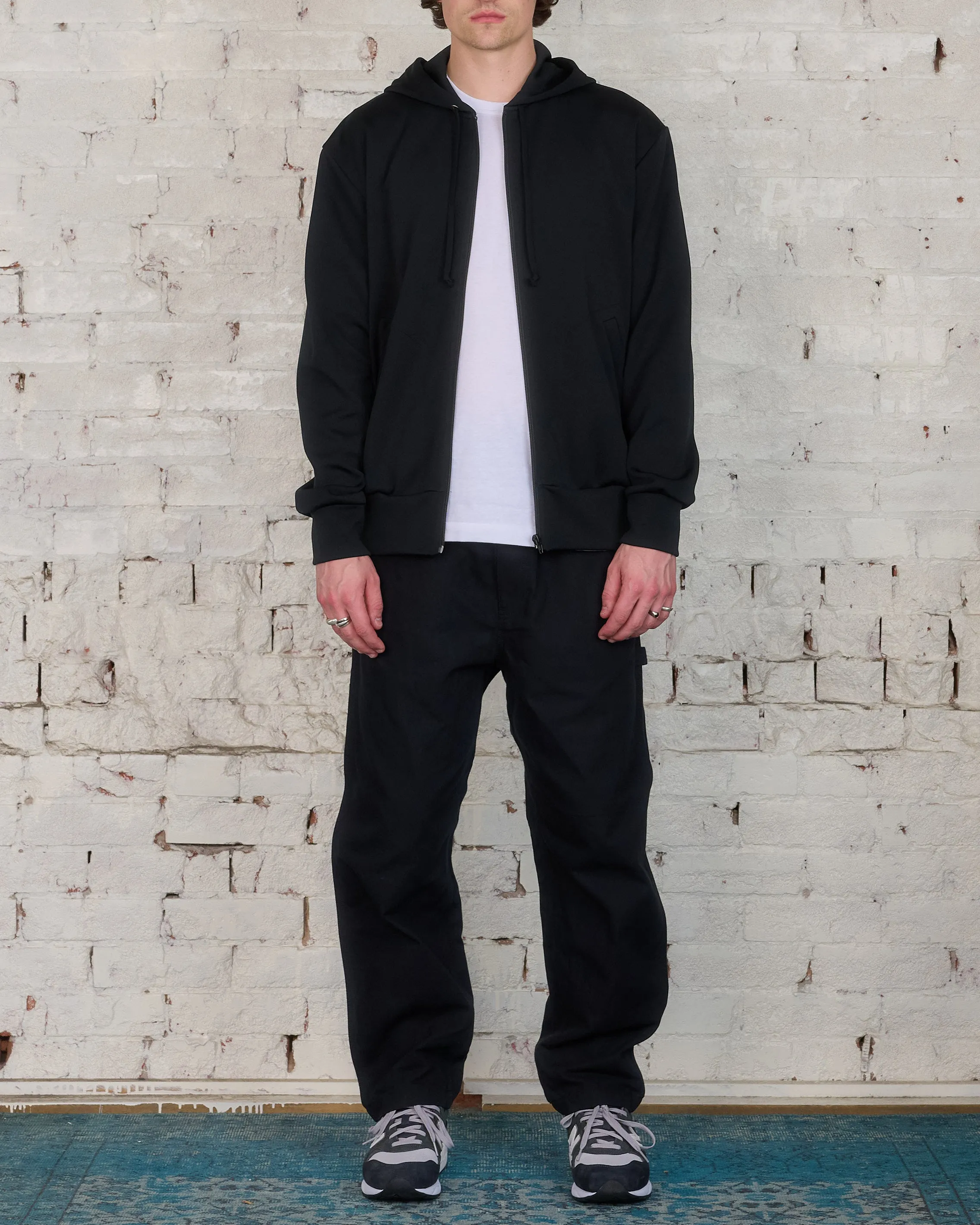 Comme des Garons PLAY Invader Red Heart Back Zip Hooded Sweatshirt Black