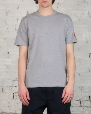 Comme des Garons PLAY Invader Red Heart Sleeve T-Shirt Grey