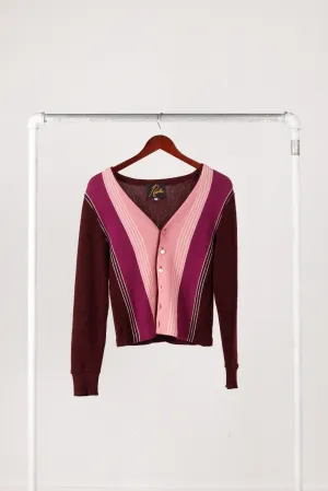 Needles 'Multi Panel Striped' Knit Cardigan Sweater Purple