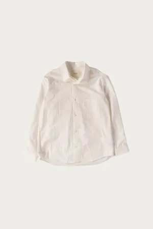 Office Shirt - White Cotton Wool Typewriter Cloth