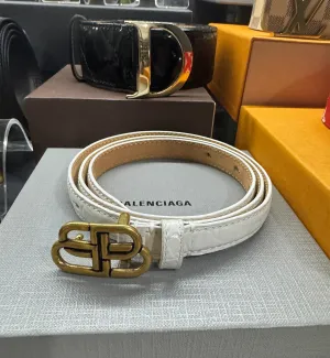 [Pre-used] Balenciaga Belt Croc White Gold GHW