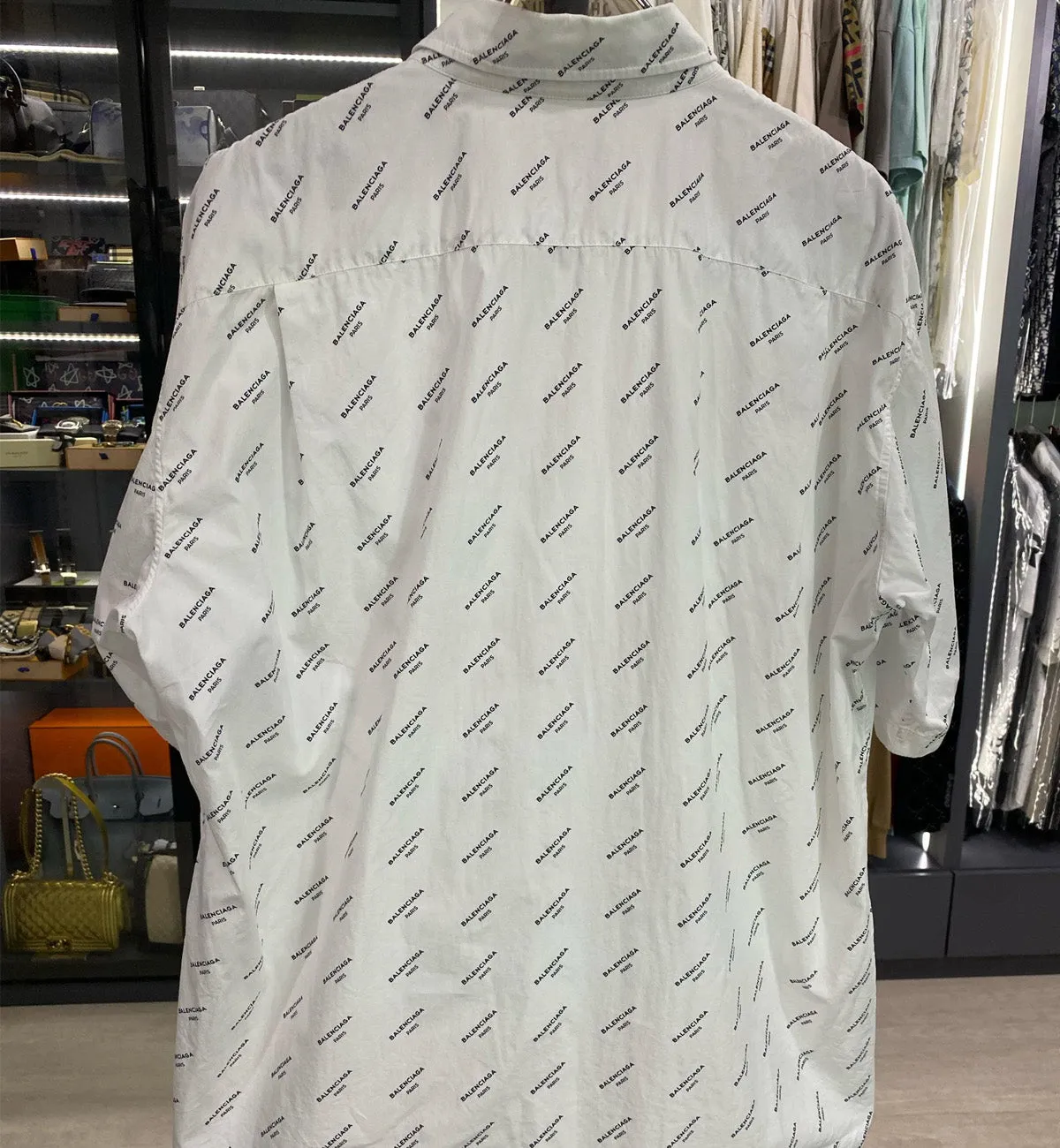 [Pre-used] Balenciaga Shirt White Short Sleeve Full Logo
