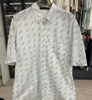 [Pre-used] Balenciaga Shirt White Short Sleeve Full Logo