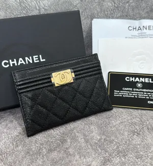 [Pre-Used] Chanel Cardholder Caviar Black Boy