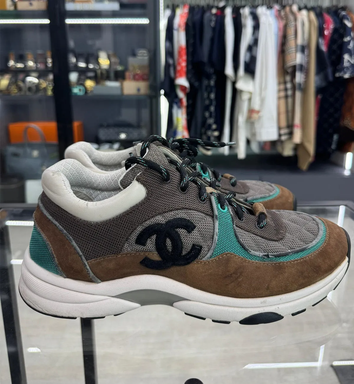 [Pre-used] Chanel Sneaker Brown Suede Multicolour