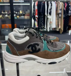 [Pre-used] Chanel Sneaker Brown Suede Multicolour