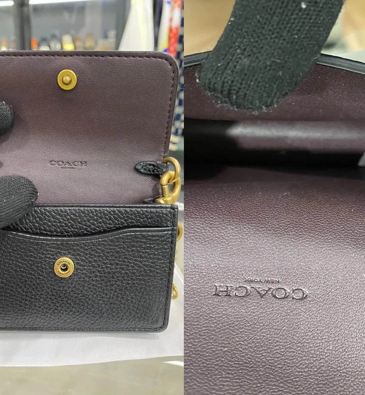 [Pre-used] Coach Bag WOC Chain Half Flip Pebbled Leather