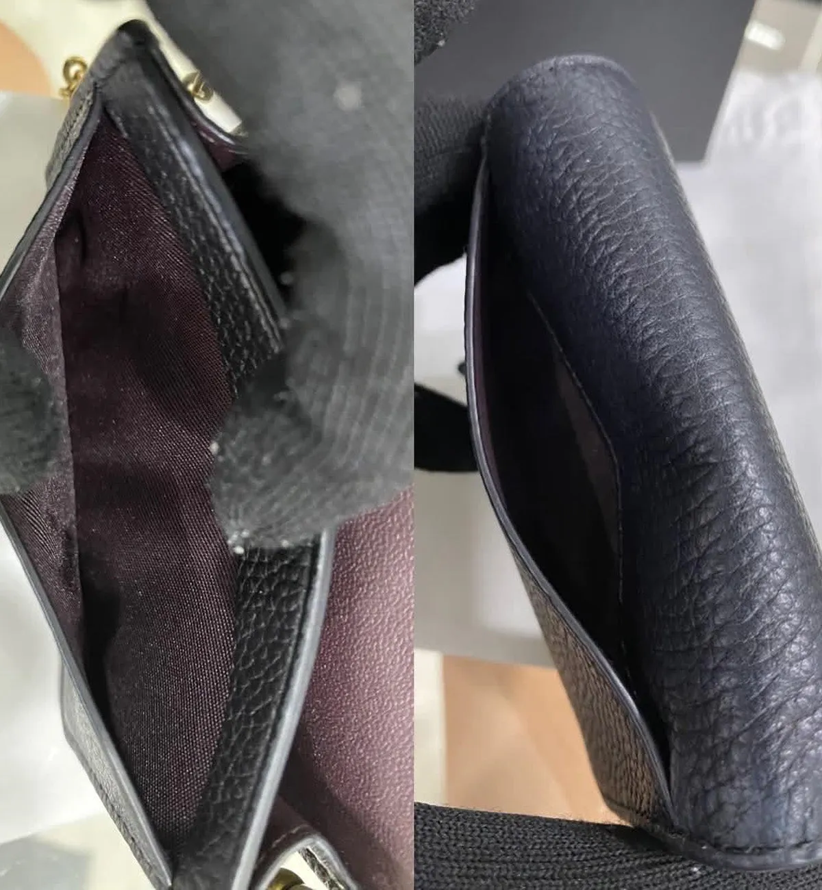 [Pre-used] Coach Bag WOC Chain Half Flip Pebbled Leather