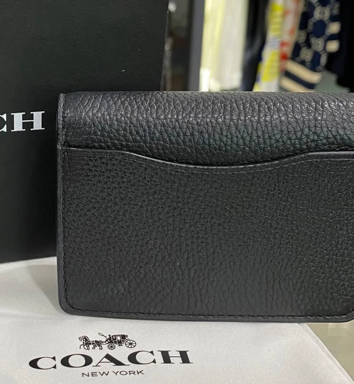 [Pre-used] Coach Bag WOC Chain Half Flip Pebbled Leather
