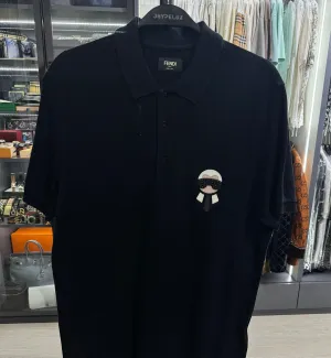 [Pre-used] Fendi Black Karl Lagerfeld Polo Shirt
