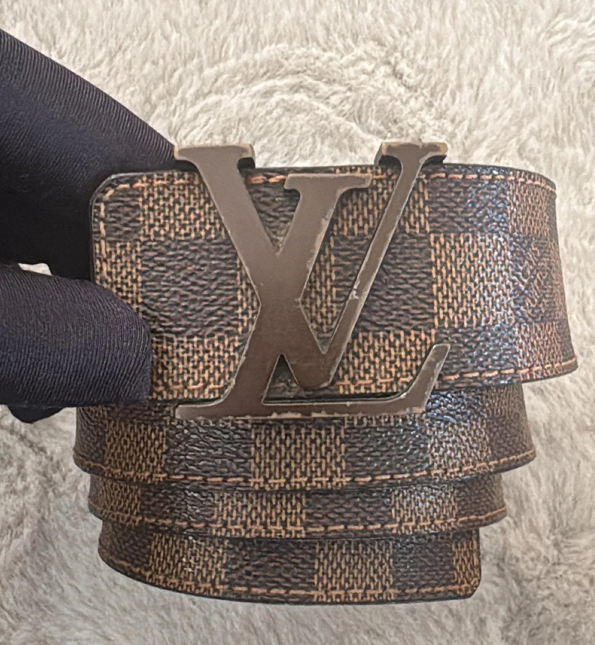 [Pre-Used] LV Belt Brown Damier (Brown Buckle)
