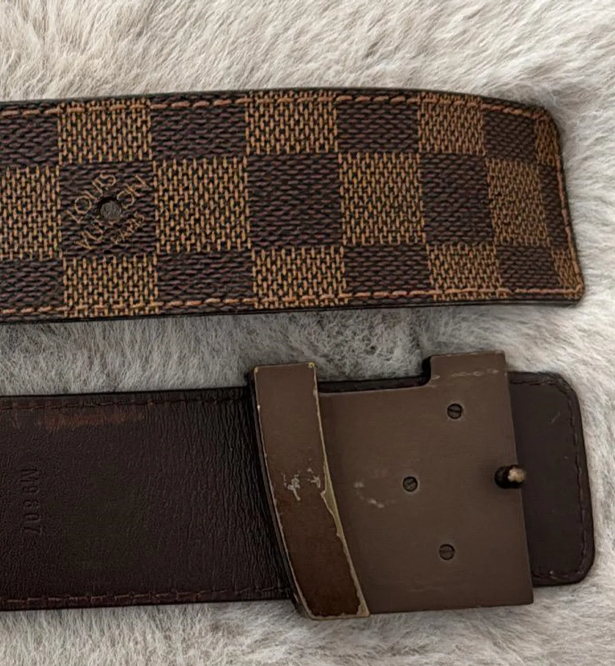 [Pre-Used] LV Belt Brown Damier (Brown Buckle)