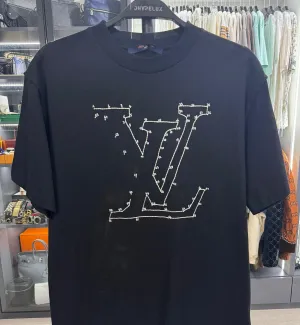 [Pre-used] LV Tee Black Numbers Stitch Embroided