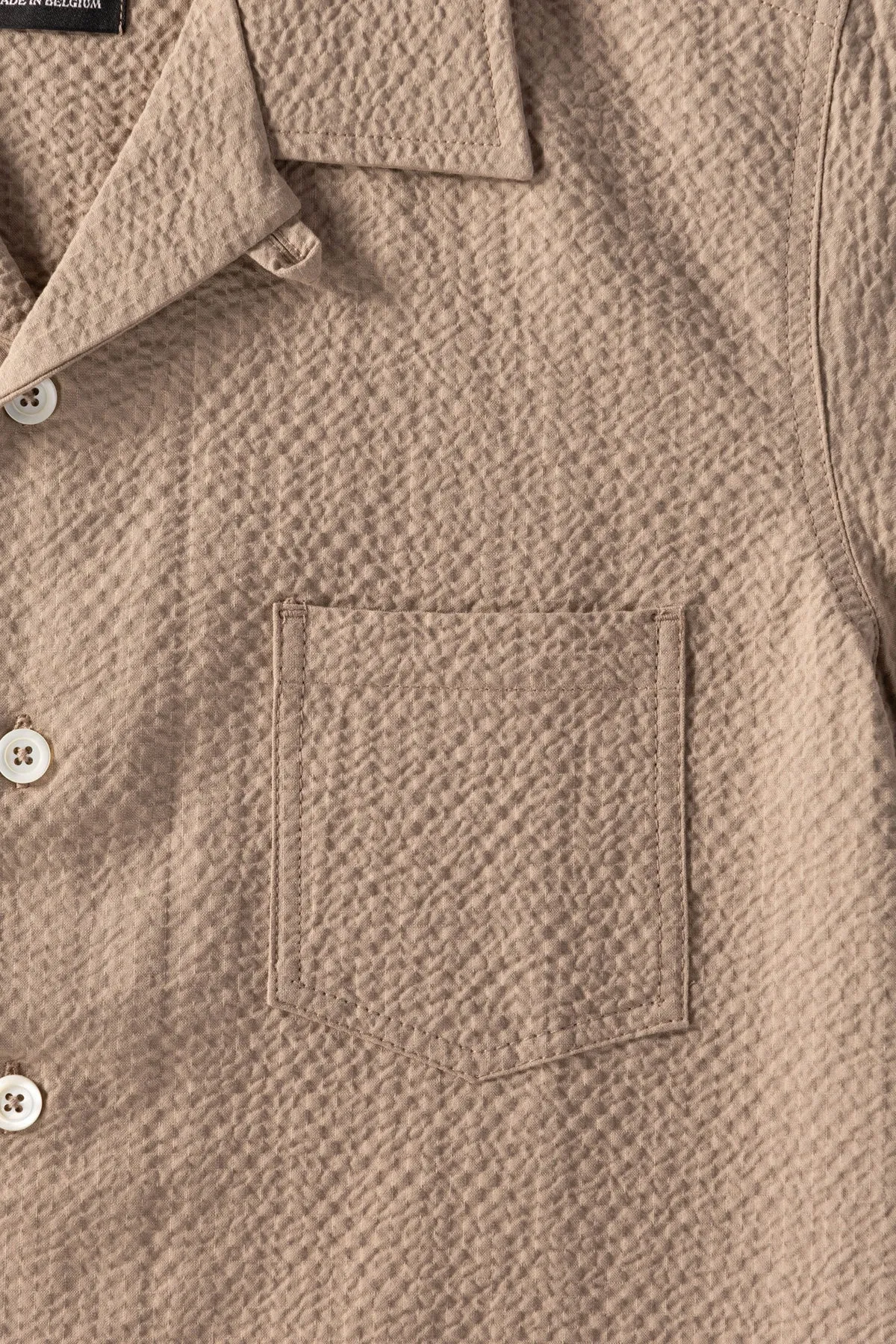 Seersucker Cocktail Shirt - Biscuit