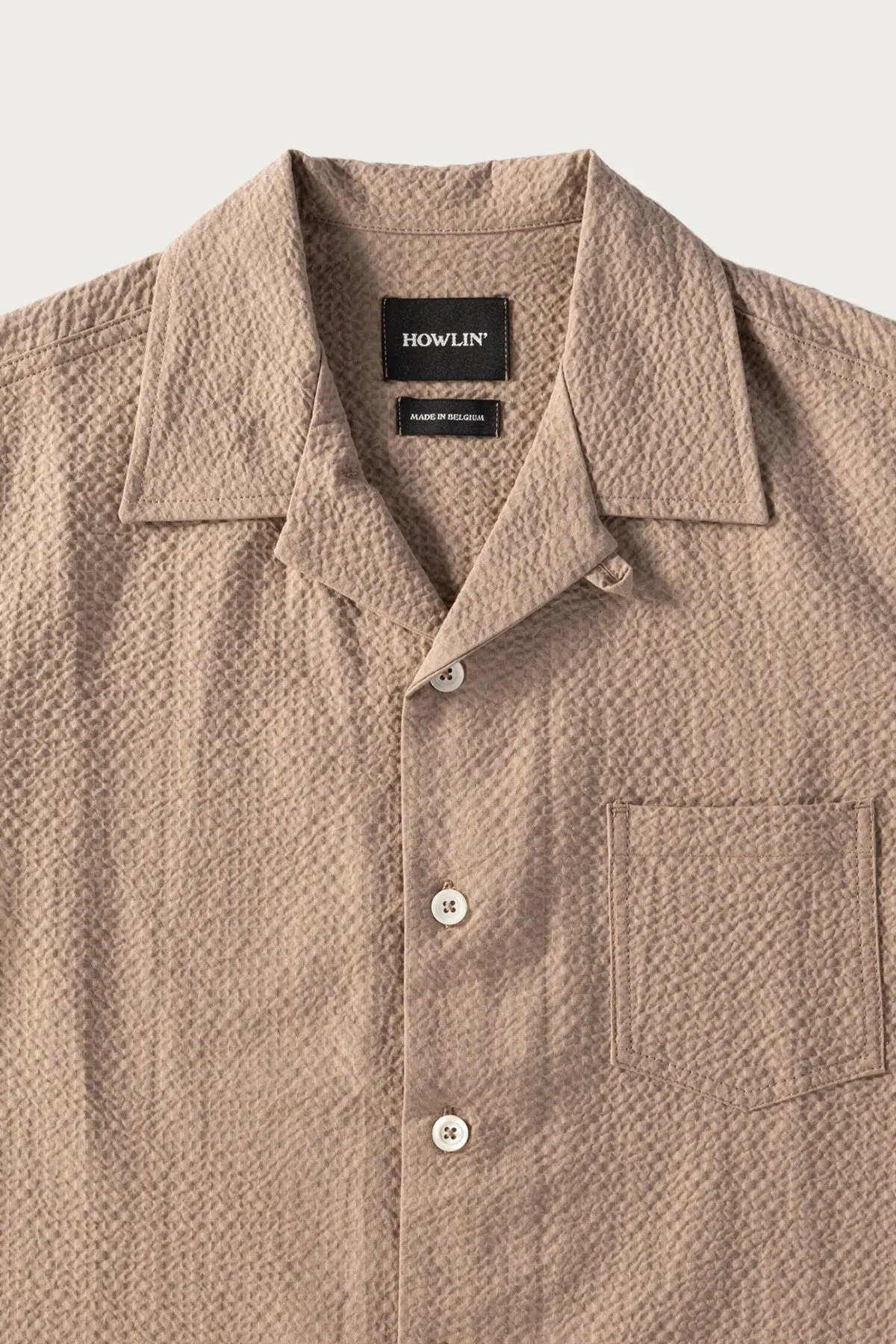 Seersucker Cocktail Shirt - Biscuit