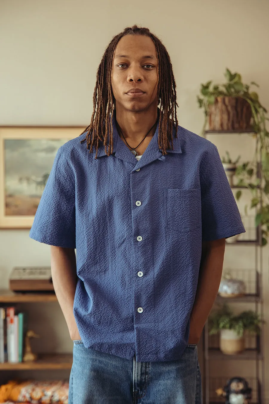 Seersucker Cocktail Shirt - Blue