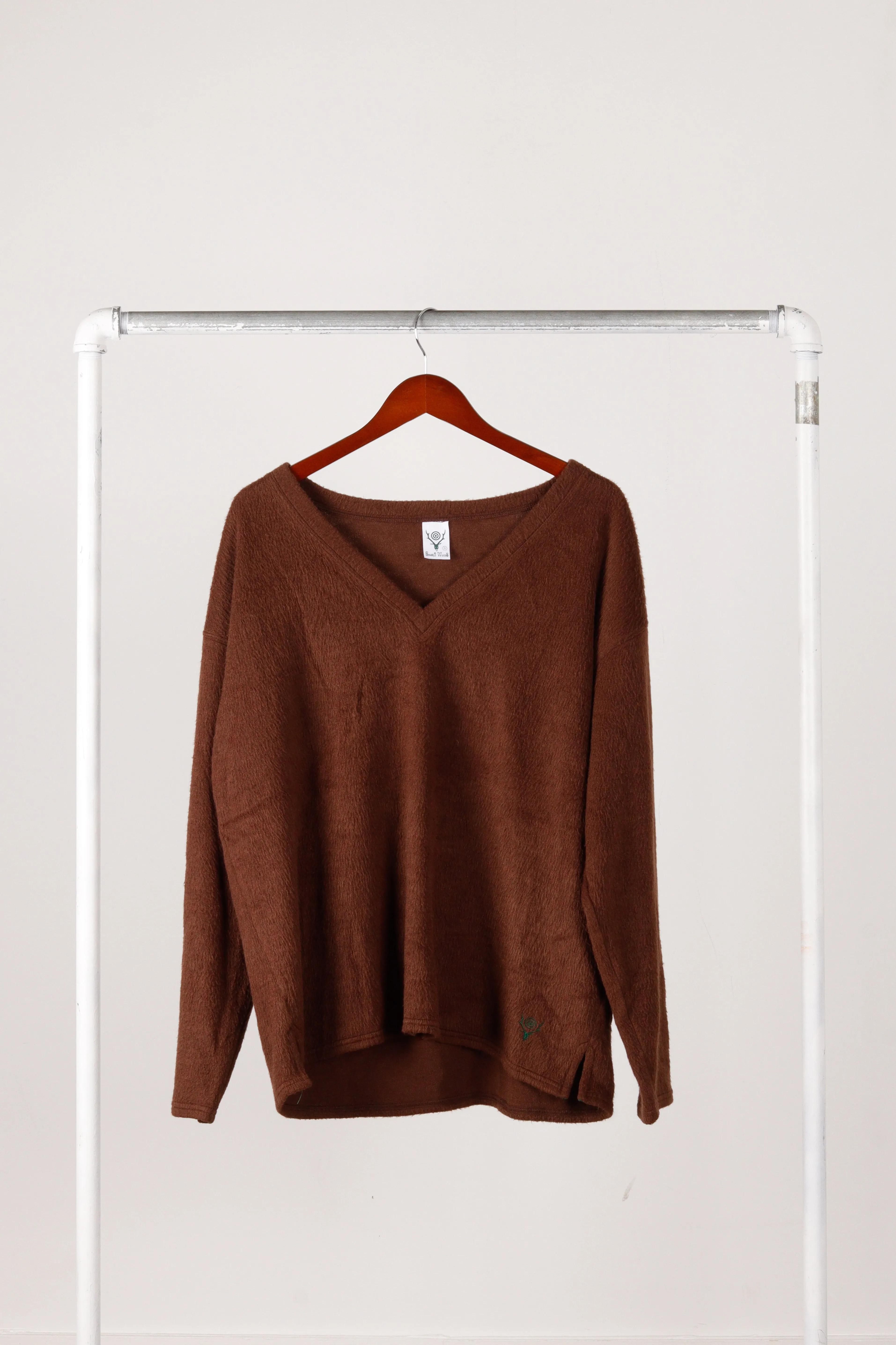South2 West8 'Acrylic Mohair' Loose Fit Sweater Brown