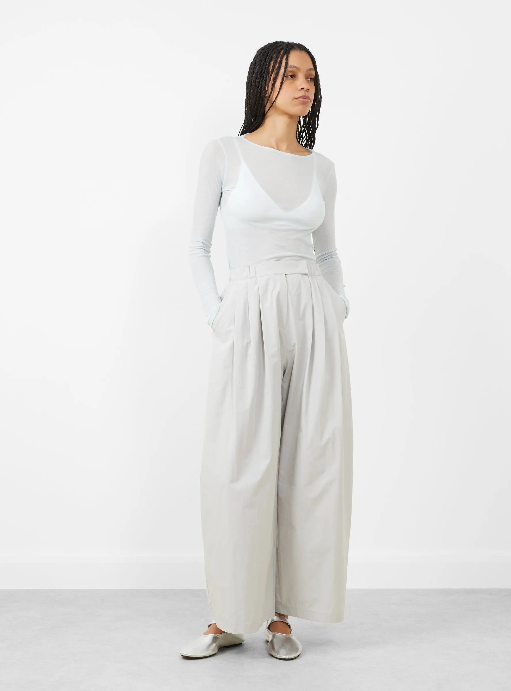 Three Tuck Banding Pants Grey