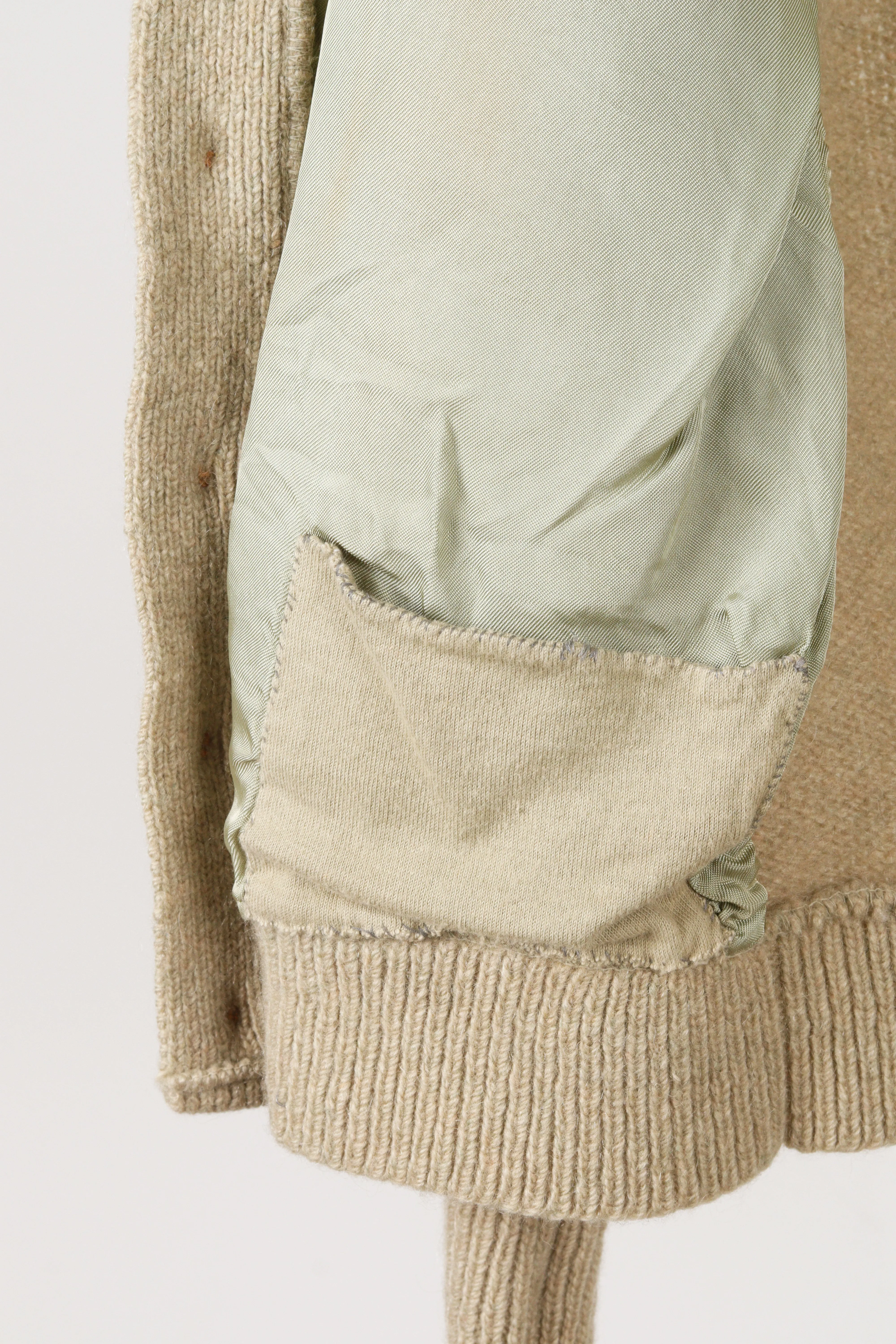 Vintage 70's Suede Trim Checkerboard Patterned Cardigan Sweater