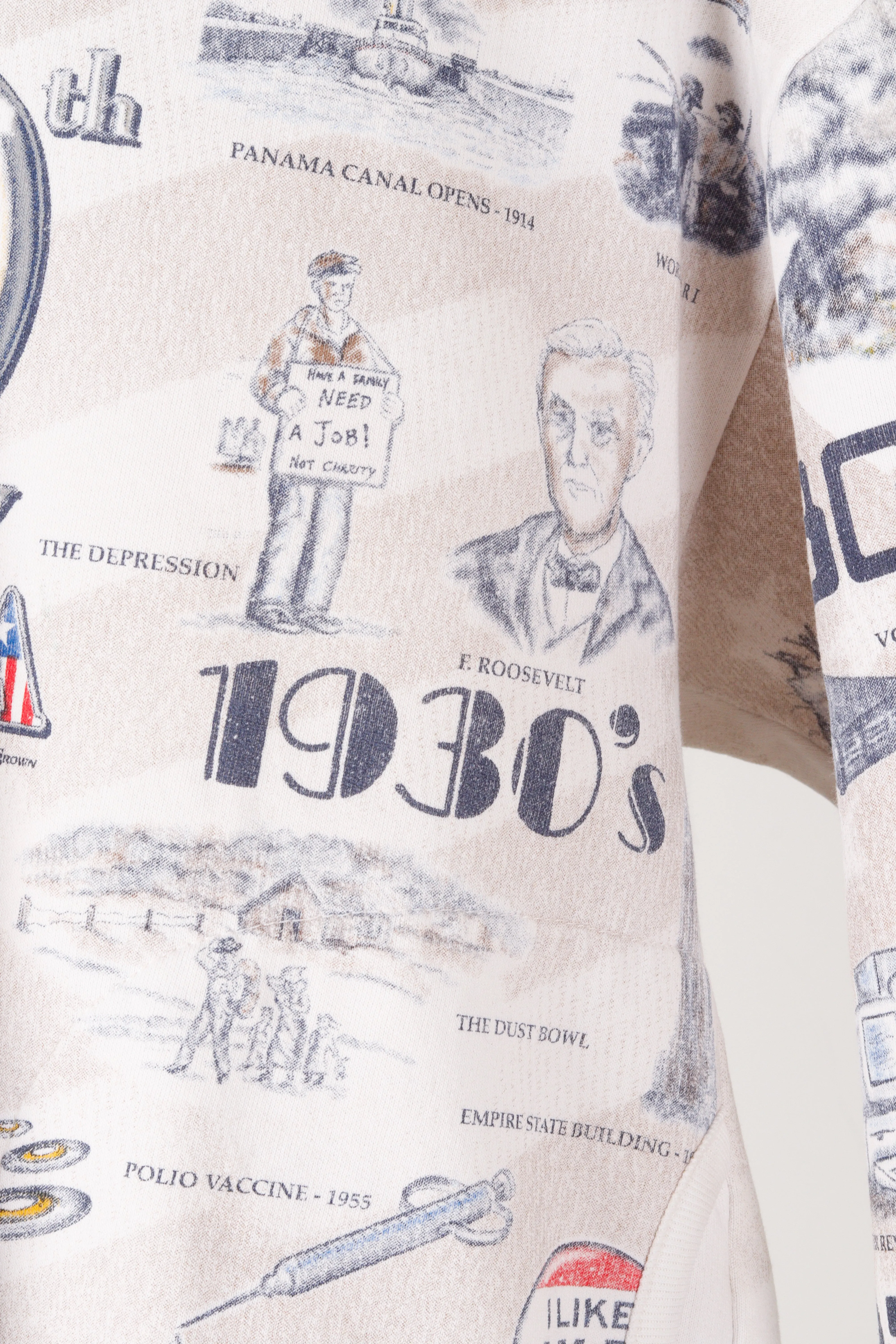 Vintage 90's Art Unlimited '20th Century America All-Over Print' Buttoned Sweatshirt