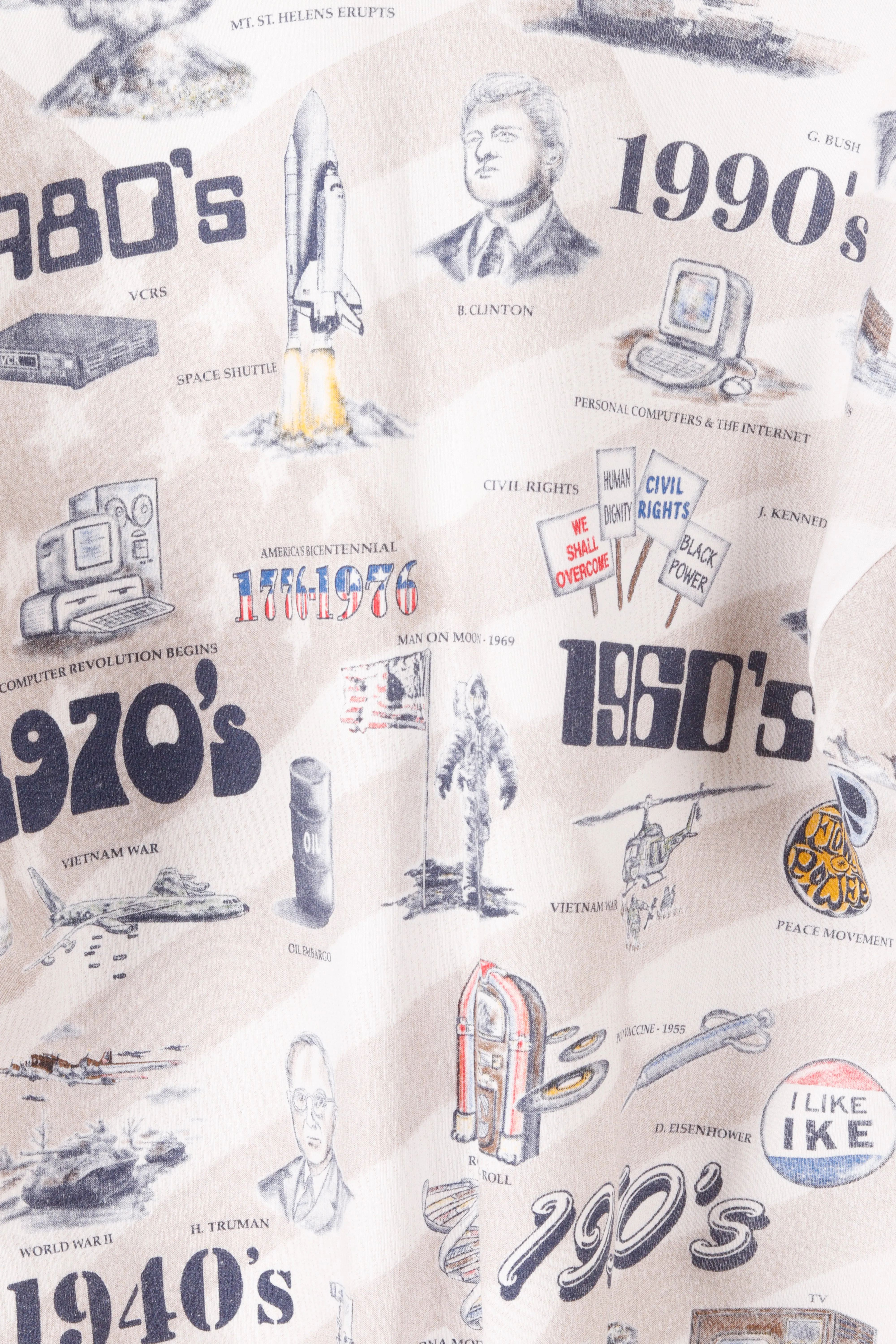 Vintage 90's Art Unlimited '20th Century America All-Over Print' Buttoned Sweatshirt