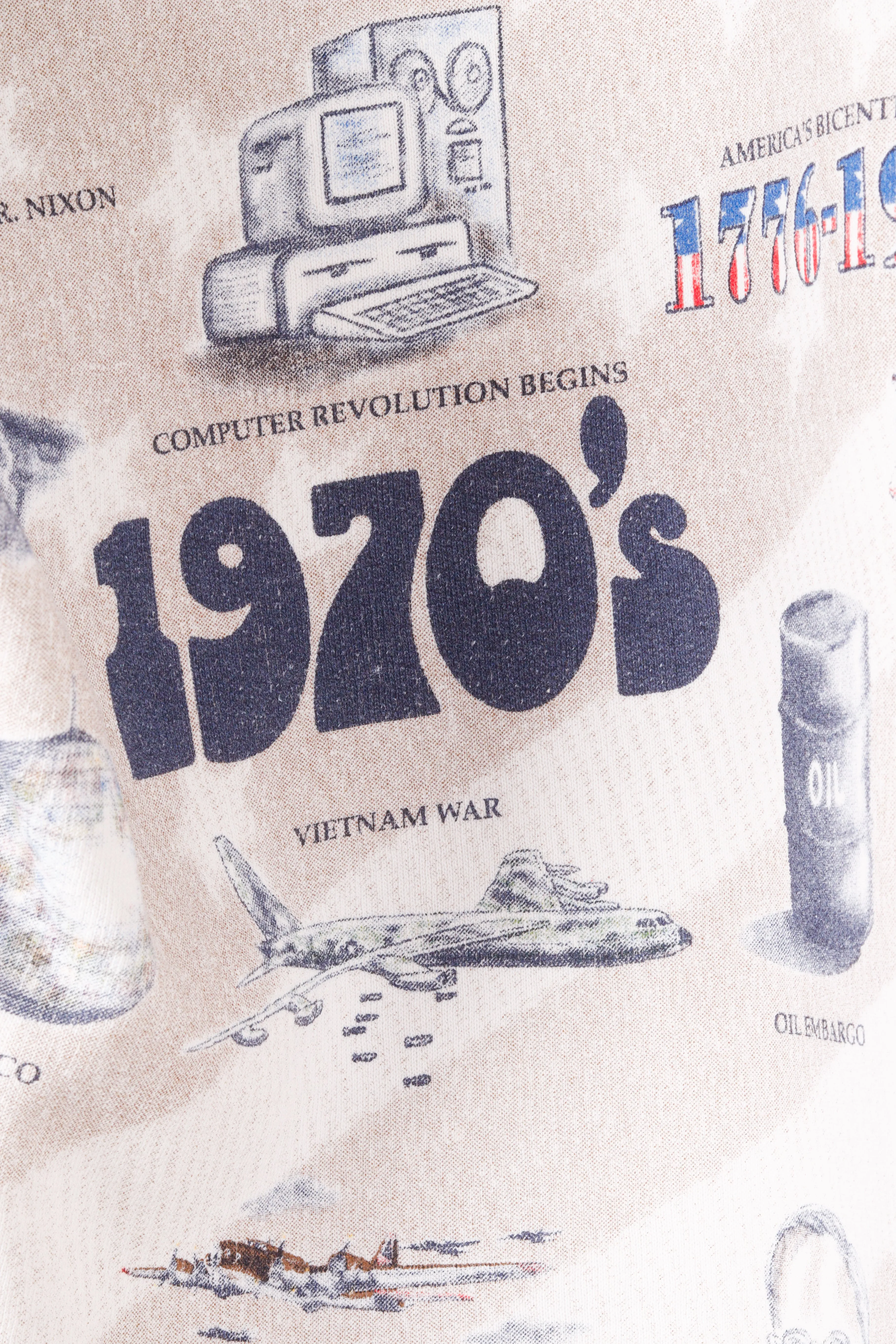 Vintage 90's Art Unlimited '20th Century America All-Over Print' Buttoned Sweatshirt