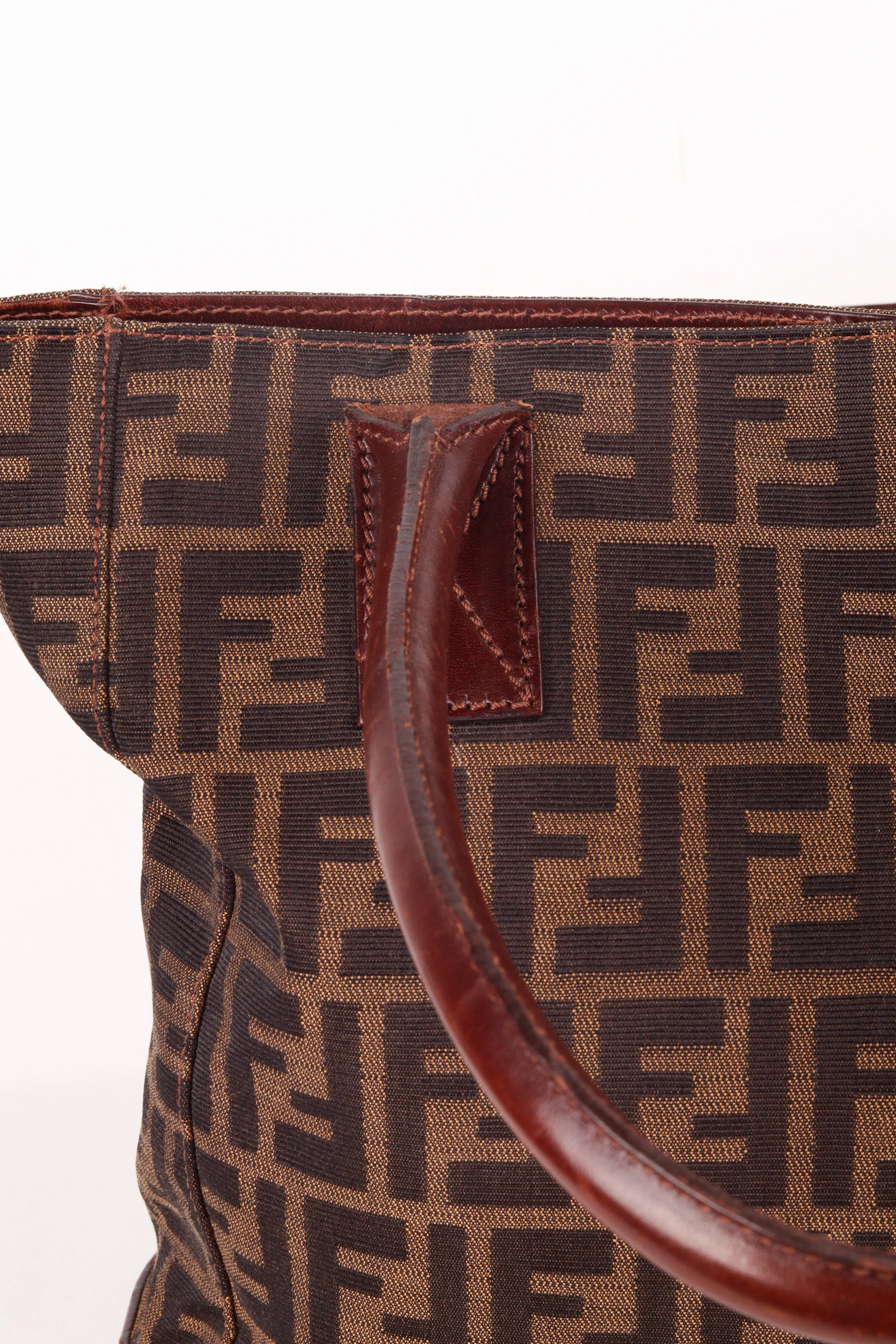 Vintage 90's Fendi 'Zucca Monogram Print' Shopper Tote Bag