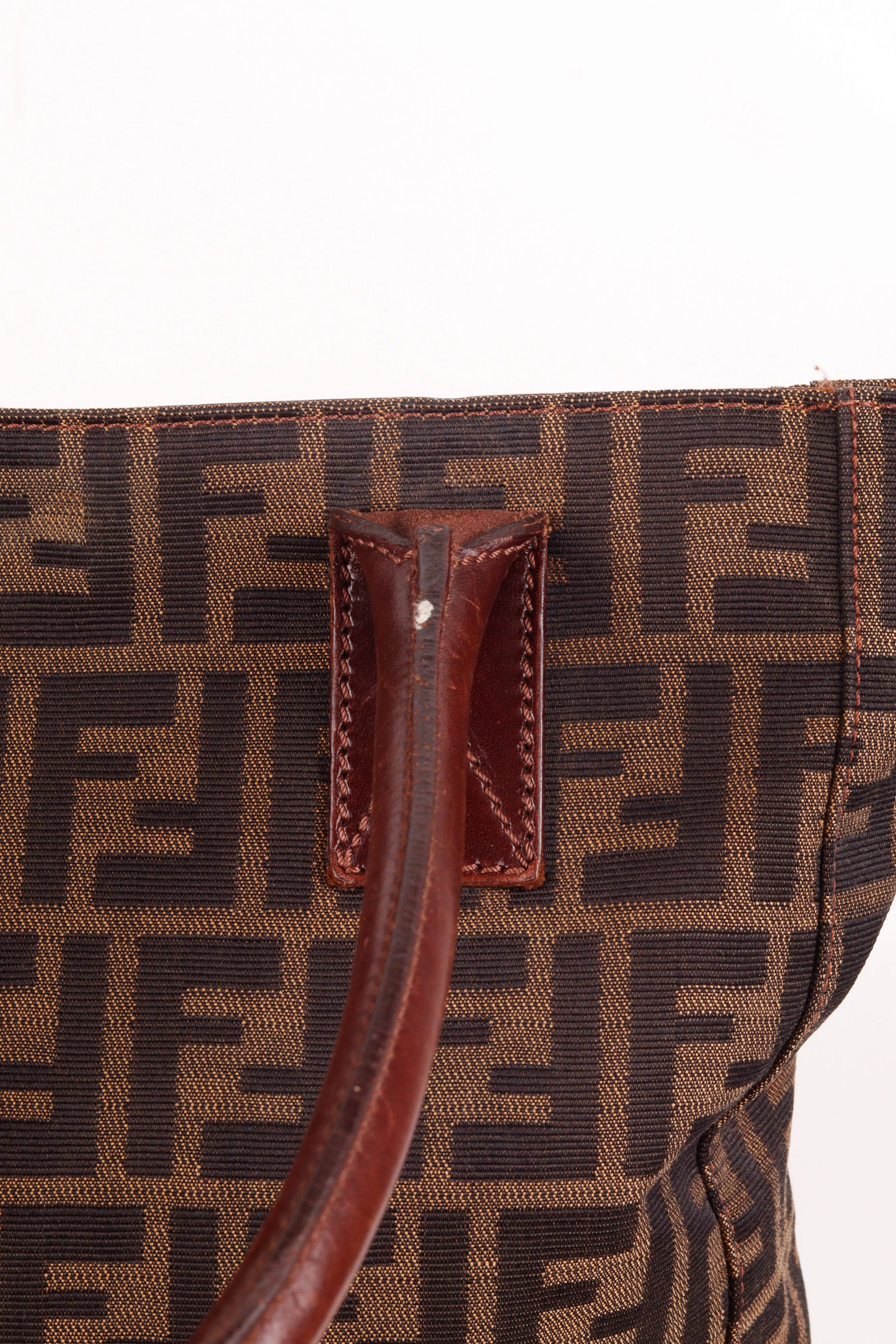 Vintage 90's Fendi 'Zucca Monogram Print' Shopper Tote Bag