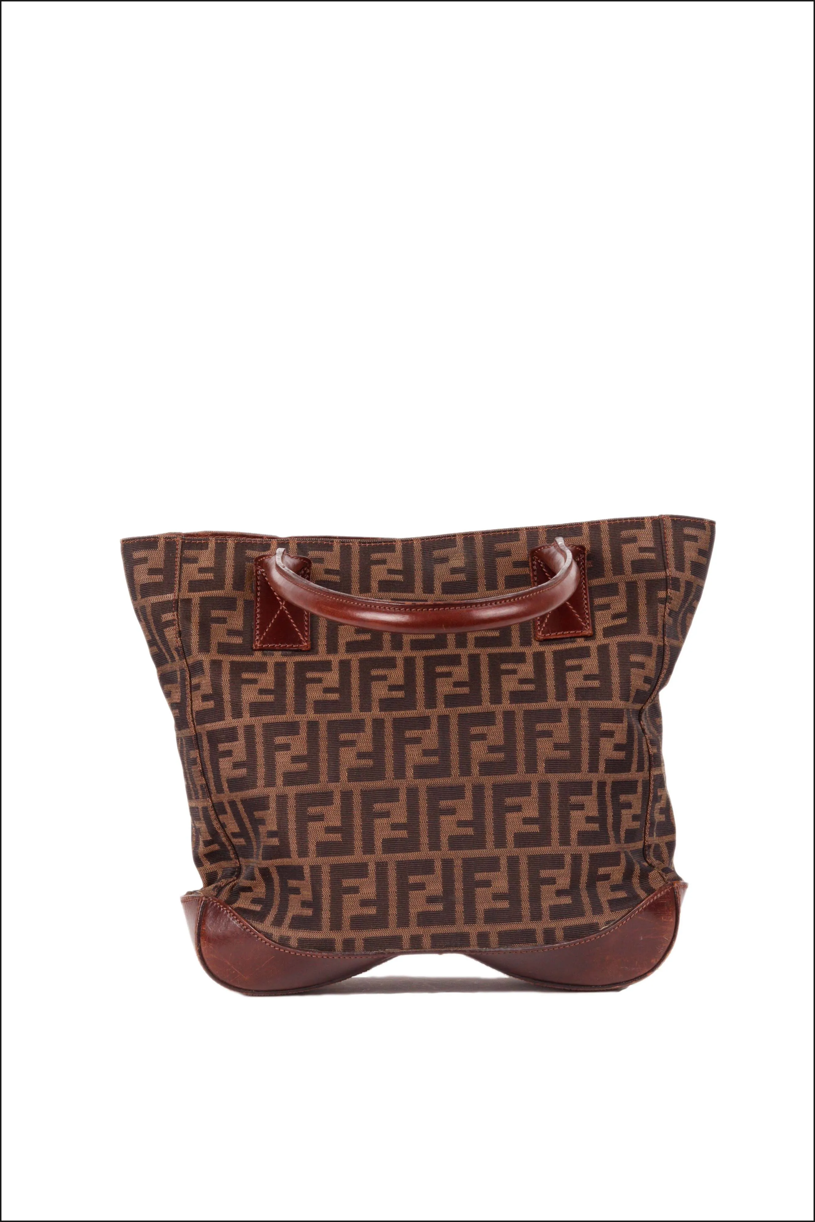 Vintage 90's Fendi 'Zucca Monogram Print' Shopper Tote Bag