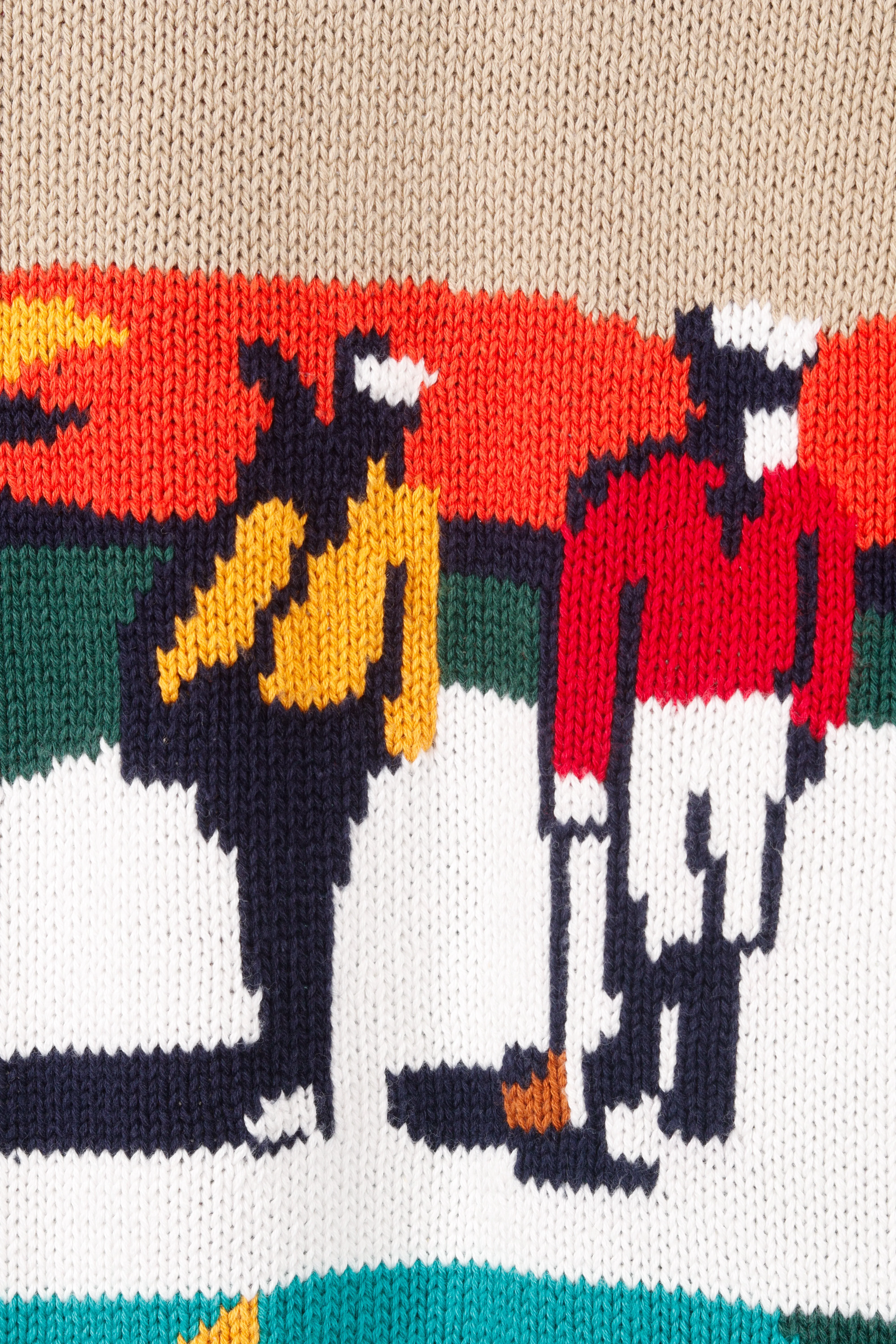 Vintage 90's Hathaway Golf 'Driving Print' Hand Intarsia Sweater