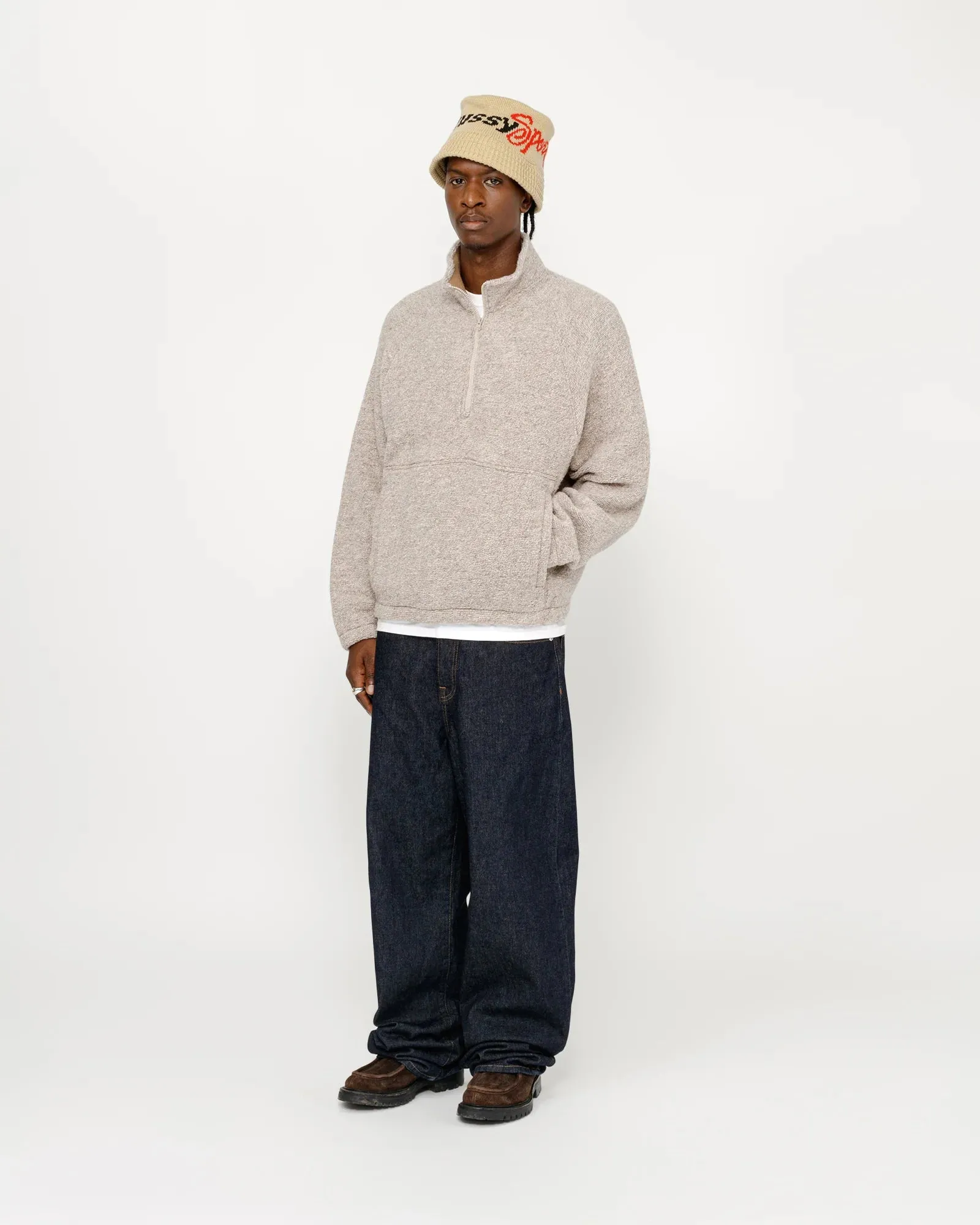 Wool Blend Sherpa Mock Neck