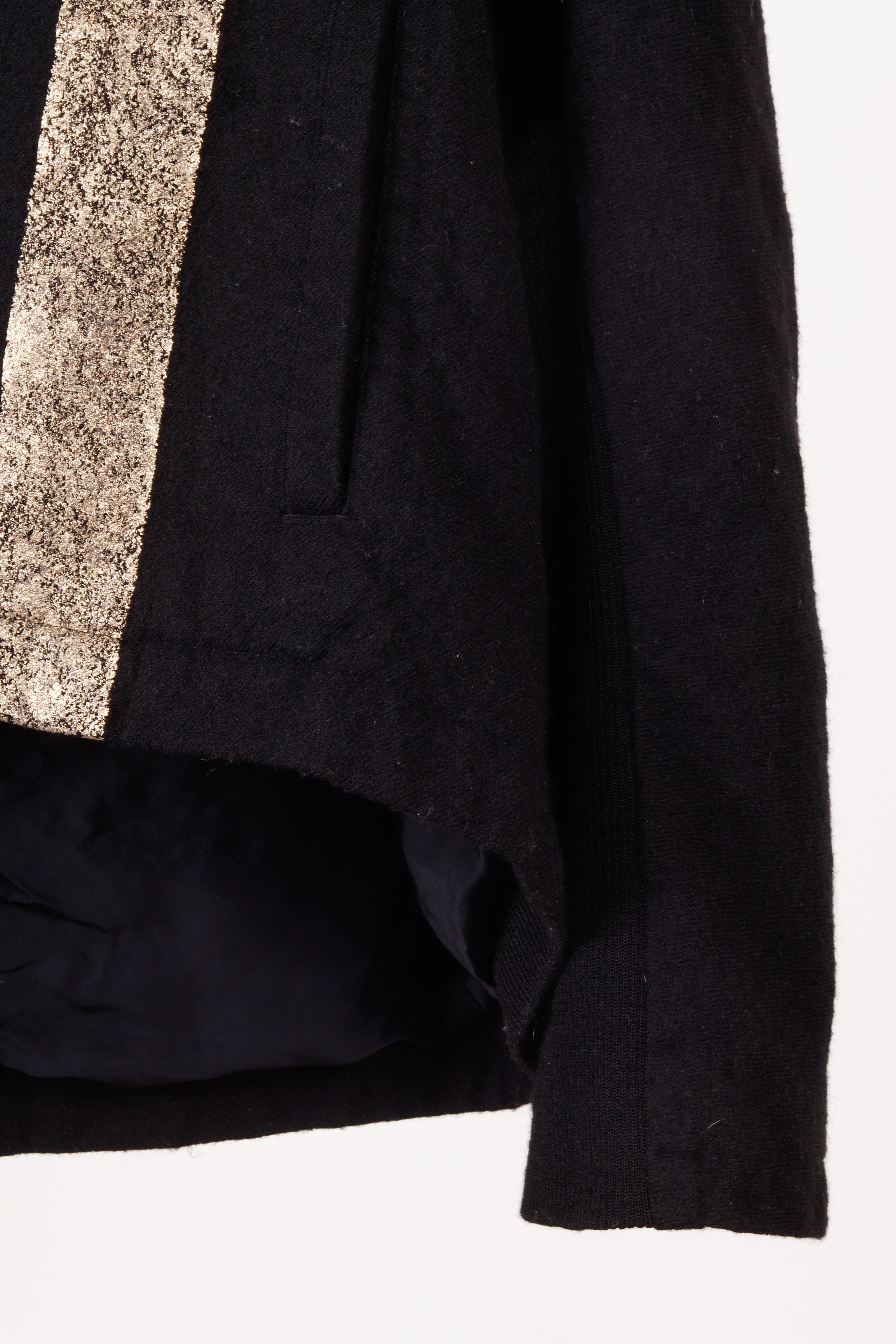 Y's by Yohji Yamamoto SS19 'Painted Gold Stripe' Wool Toggle Coverall Jacket (2019)